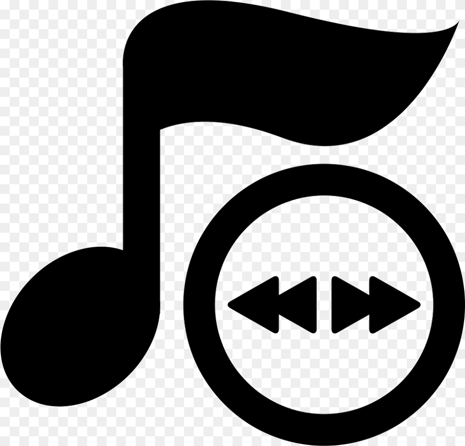 Eighth Note And Selector Arrows Music Play Icon, Stencil, Logo, Symbol Png