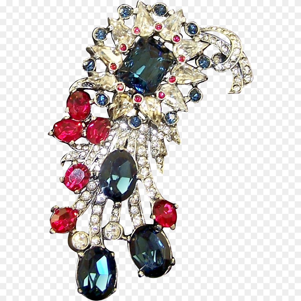 Eisenberg Original Massive Red White Amp Blue Crystals Crystal, Accessories, Brooch, Jewelry, Necklace Free Png