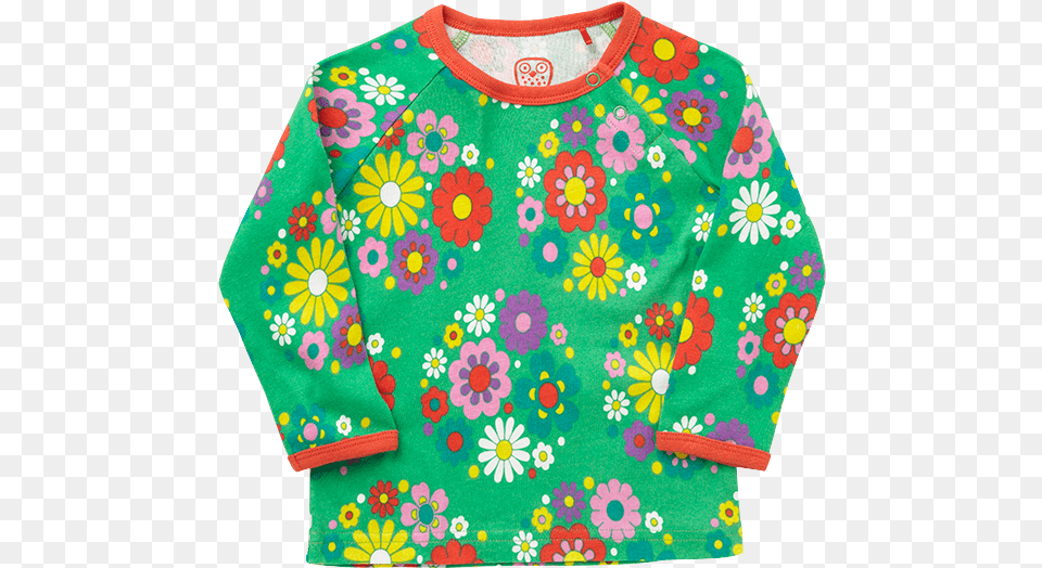Ej Sikke Lej Hippie Flowers T Shirt Green Sweater, Clothing, Knitwear, Pattern, Sweatshirt Png