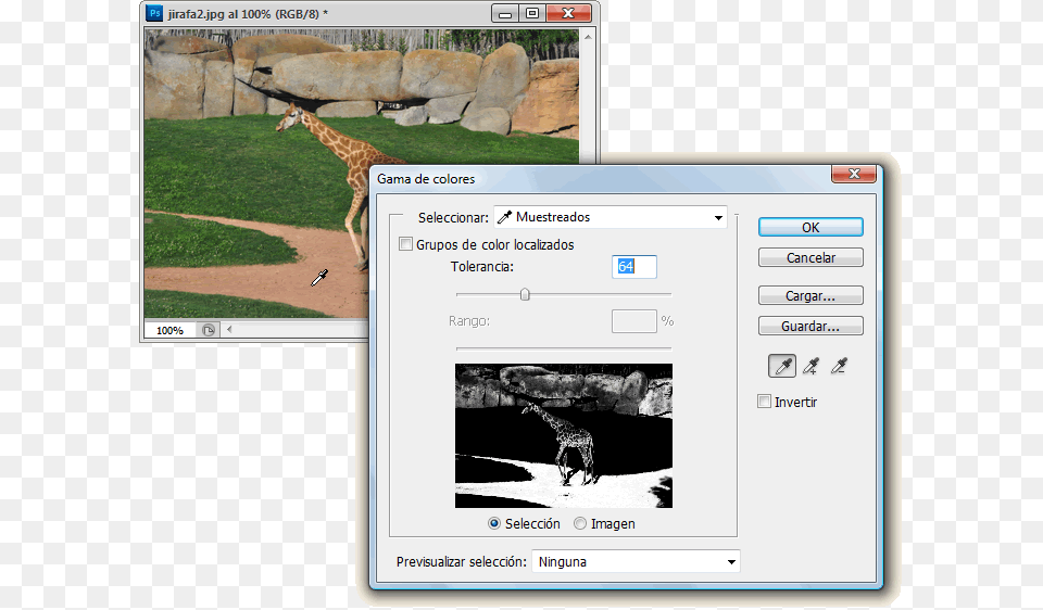 Ejemplo De Seleccin Por Gama De Colores Adobe Photoshop, Animal, Giraffe, Mammal, Wildlife Free Png