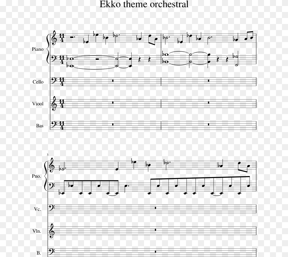 Ekko Theme Orchestral Sheet Music 1 Of 6 Pages Piano, Gray Png