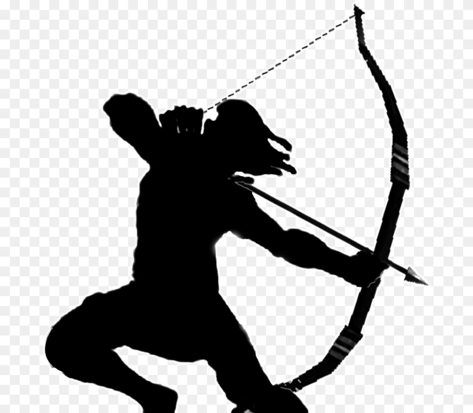 Eklavya Photo Black And White, Silhouette, Person, Weapon, Bow Free Png Download