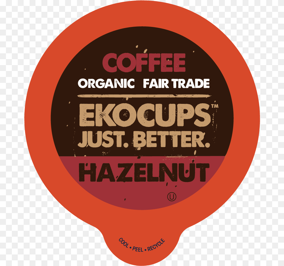 Ekocups Hazelnut Flavored Coffee Single Serve Cup Ekocups Organic Fair Trade Decaf Vanilla Coffee Single, Badge, Logo, Symbol, Disk Free Transparent Png