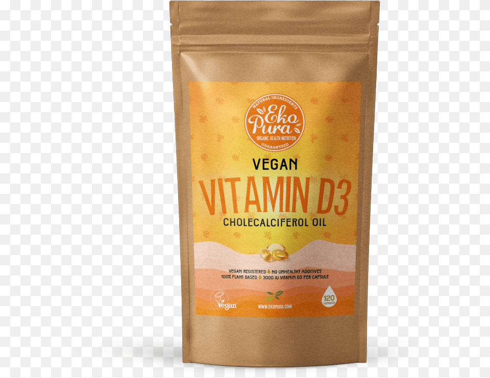 Ekopura Vegan Vitamine D3 Capsules Cholecalciferol Whole Grain, Book, Publication, Powder, Bottle Free Png
