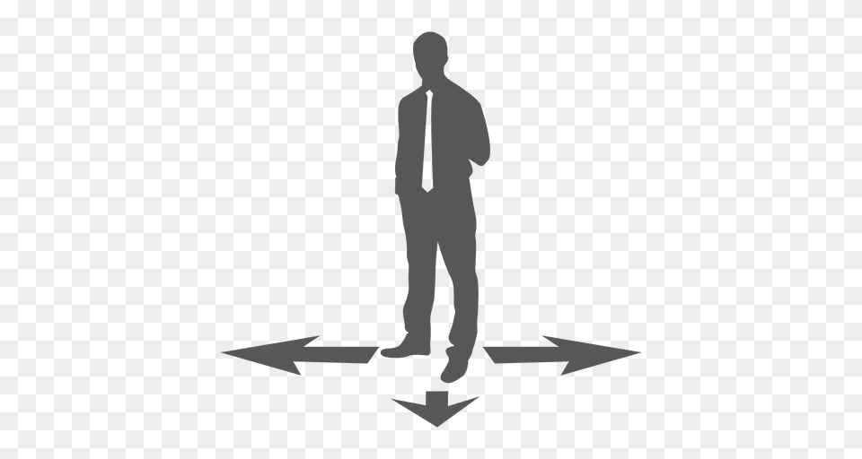 El Hombre De Negocios De Pie Flecha De, Silhouette, Adult, Male, Man Free Transparent Png