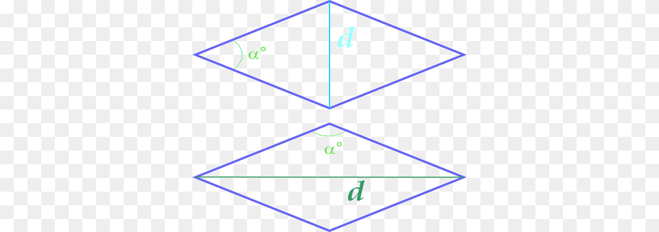 El Rea Del Rombo Por La Esquina Y La Diagonal Alterna Diagram, Triangle, Bow, Weapon Free Png