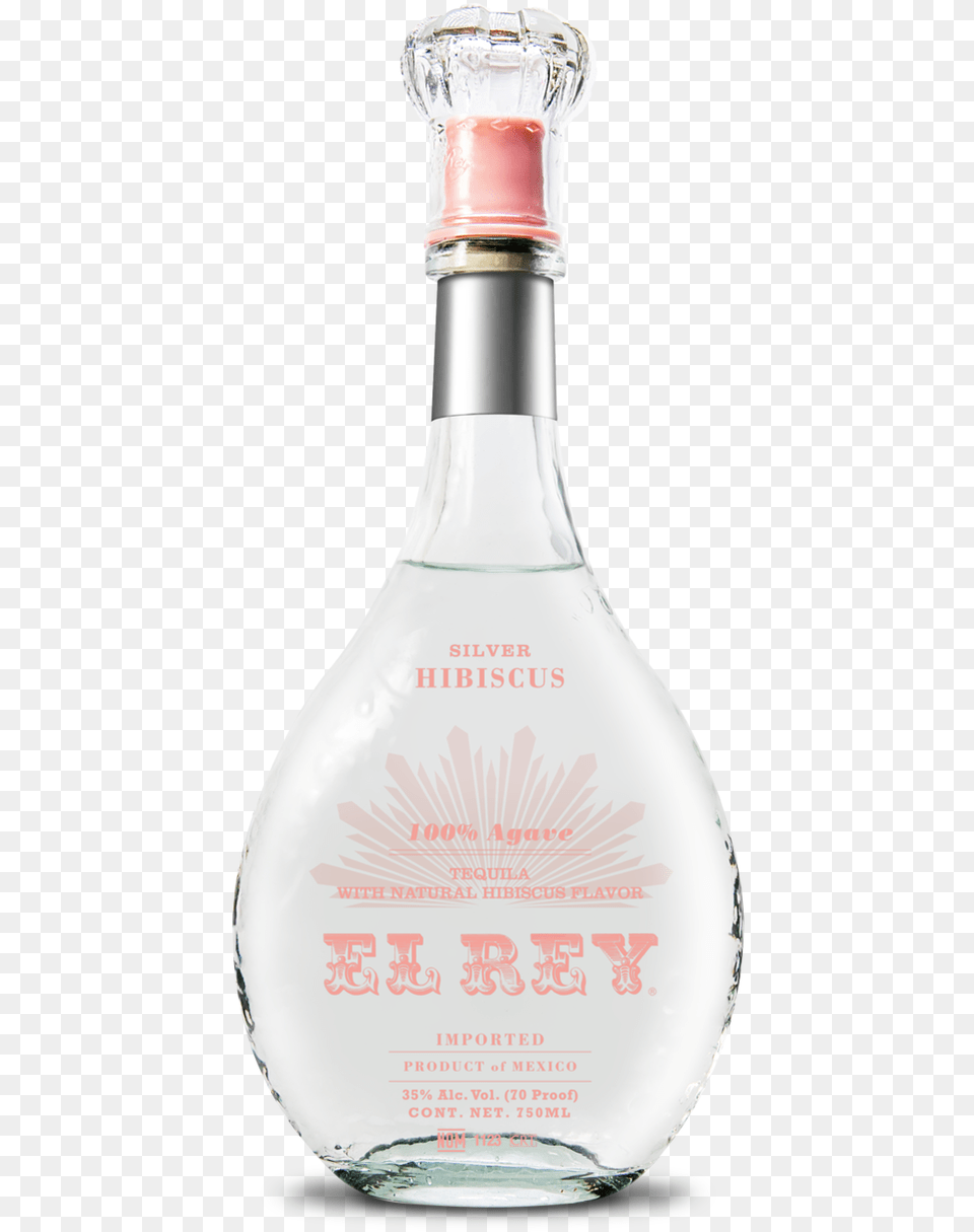 El Rey Silver Hibiscus Tequila Glass Bottle, Alcohol, Beverage, Liquor, Cosmetics Png