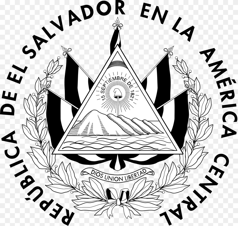 El Salvador Flag Drawing Download, Emblem, Symbol Png