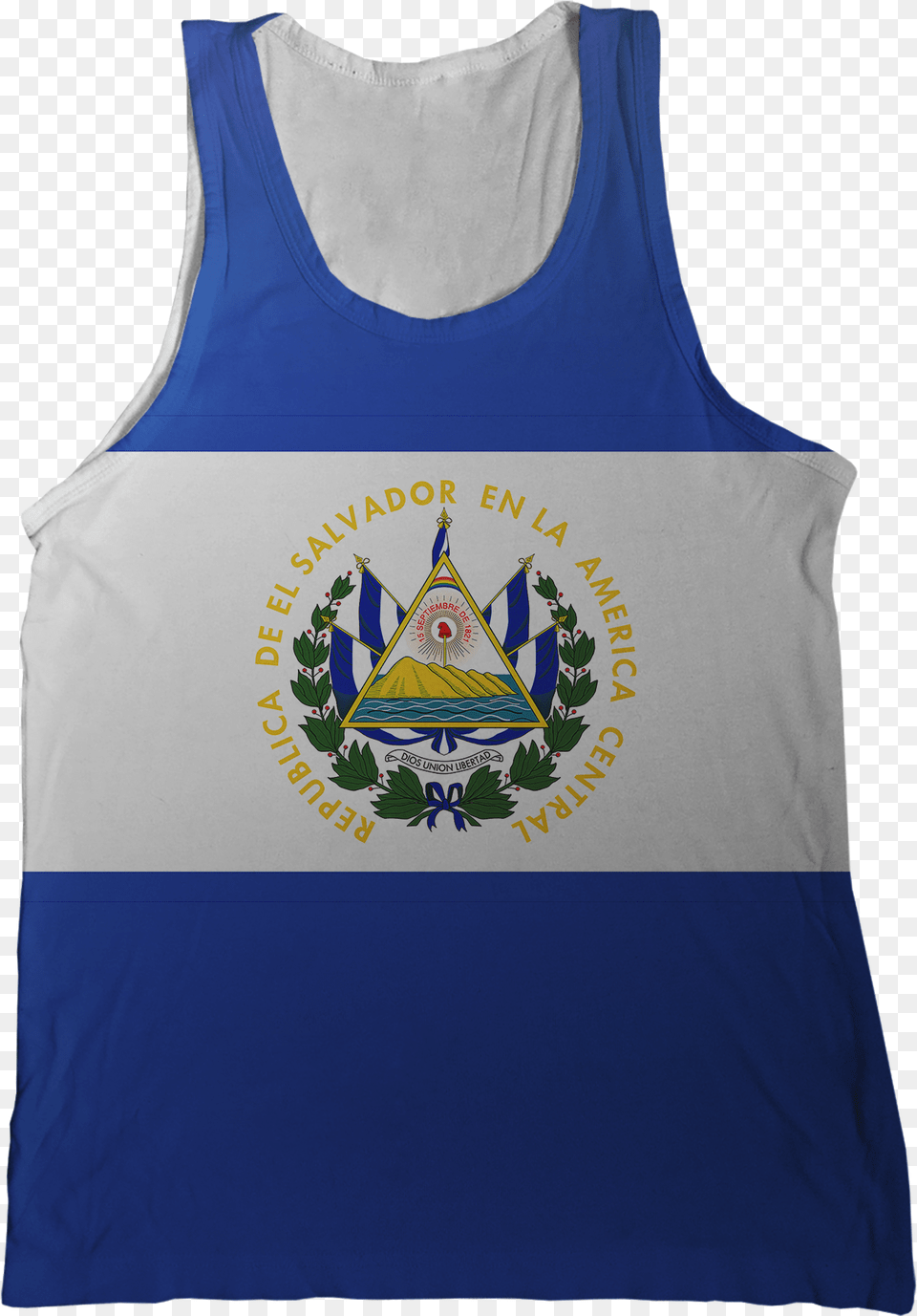 El Salvador Flag Tank Top El Salvador Coat Of Arms Queen Duvet, Clothing, Tank Top, Person Free Png Download