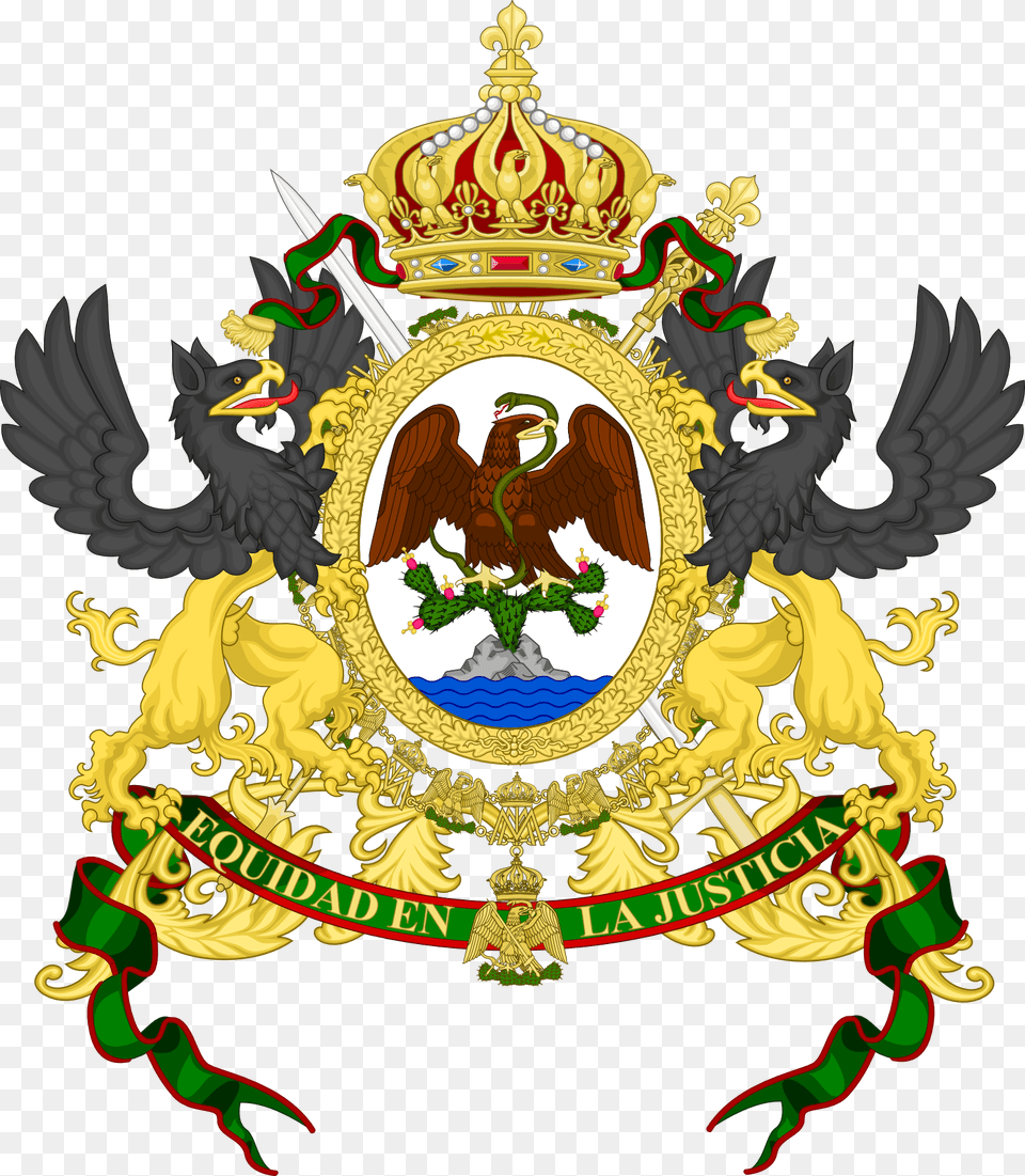 El Verdadero Escudo Nacional De Mexico Atl Tlachinolli Second Mexican Empire Coat Of Arms, Emblem, Symbol, Logo, Badge Free Png Download