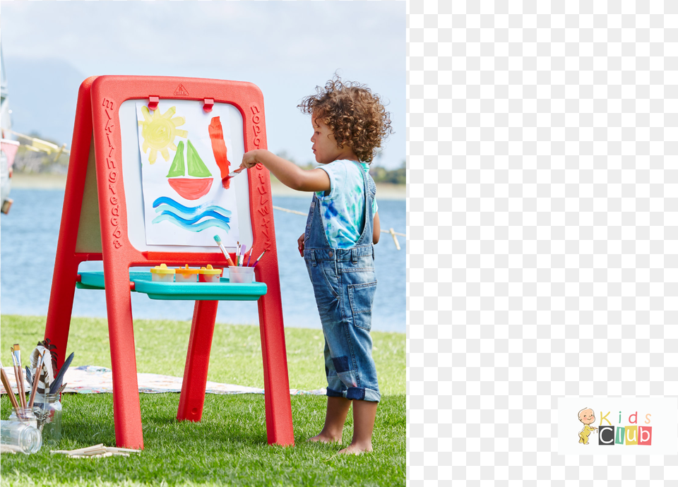 Elc Pink Plastic Easel, Plant, Grass, Boy, Person Png