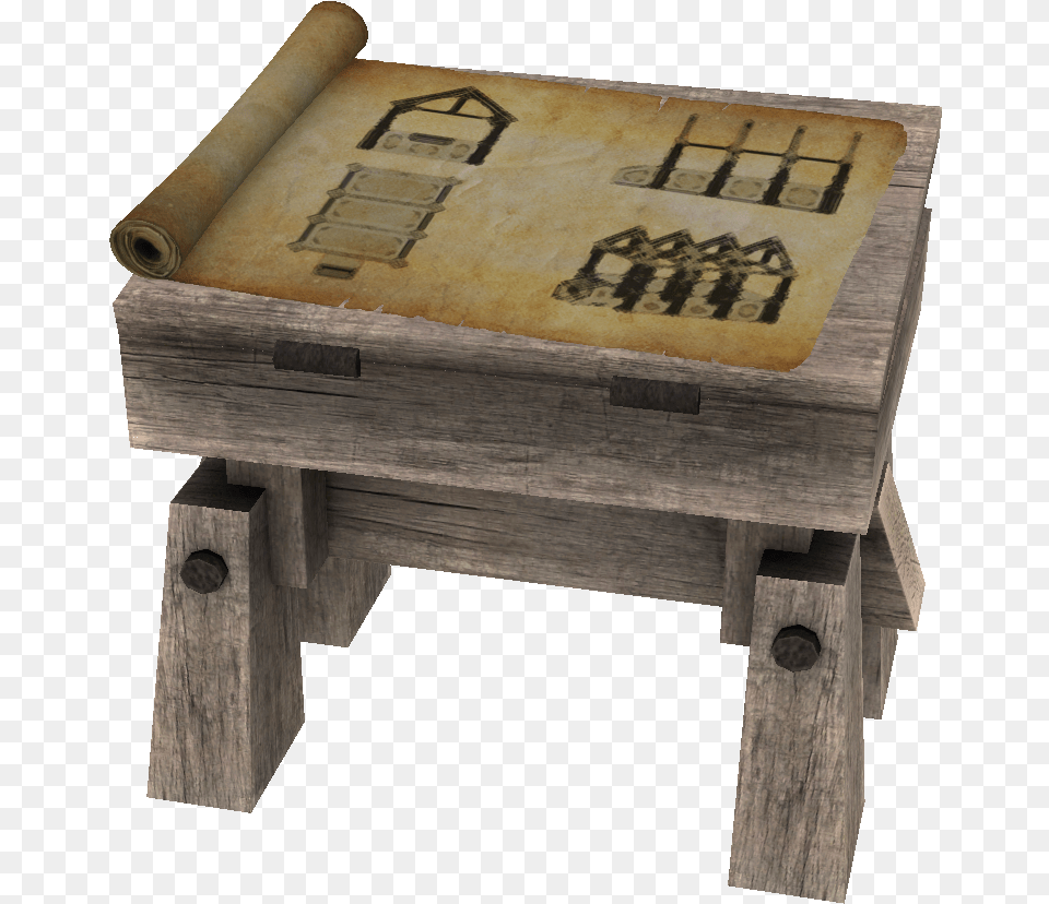 Elder Scrolls Skyrim Drafting Table, Plywood, Wood, Furniture, Box Png