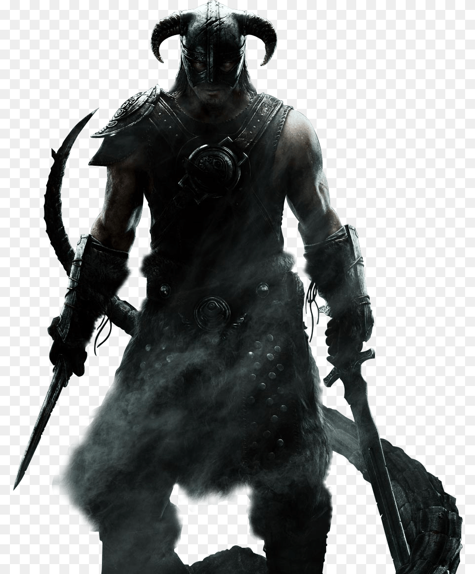 Elder Scrolls Skyrim Warrior Gaming Posters Black And White, Adult, Male, Man, Person Free Transparent Png