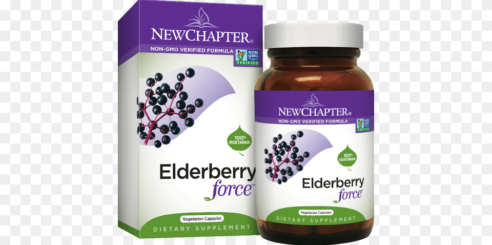 Elderberry Force 30 Caps New Chapter Elderberry Force 30 Vegetarian Capsules, Herbal, Herbs, Plant, Food Free Png Download