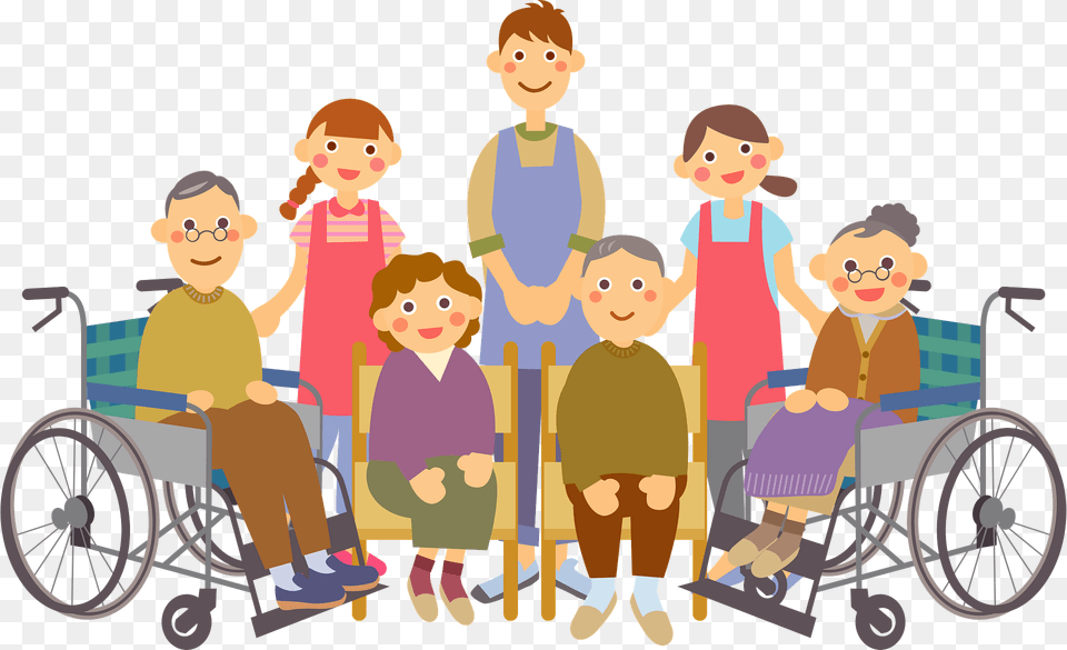 Elderly Care In A Nursing Home Clipart, Furniture, Chair, Baby, Person Png Image