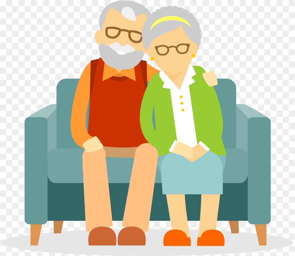 Elderly People Clipart Activities, Couch, Furniture, Person, Reading Png