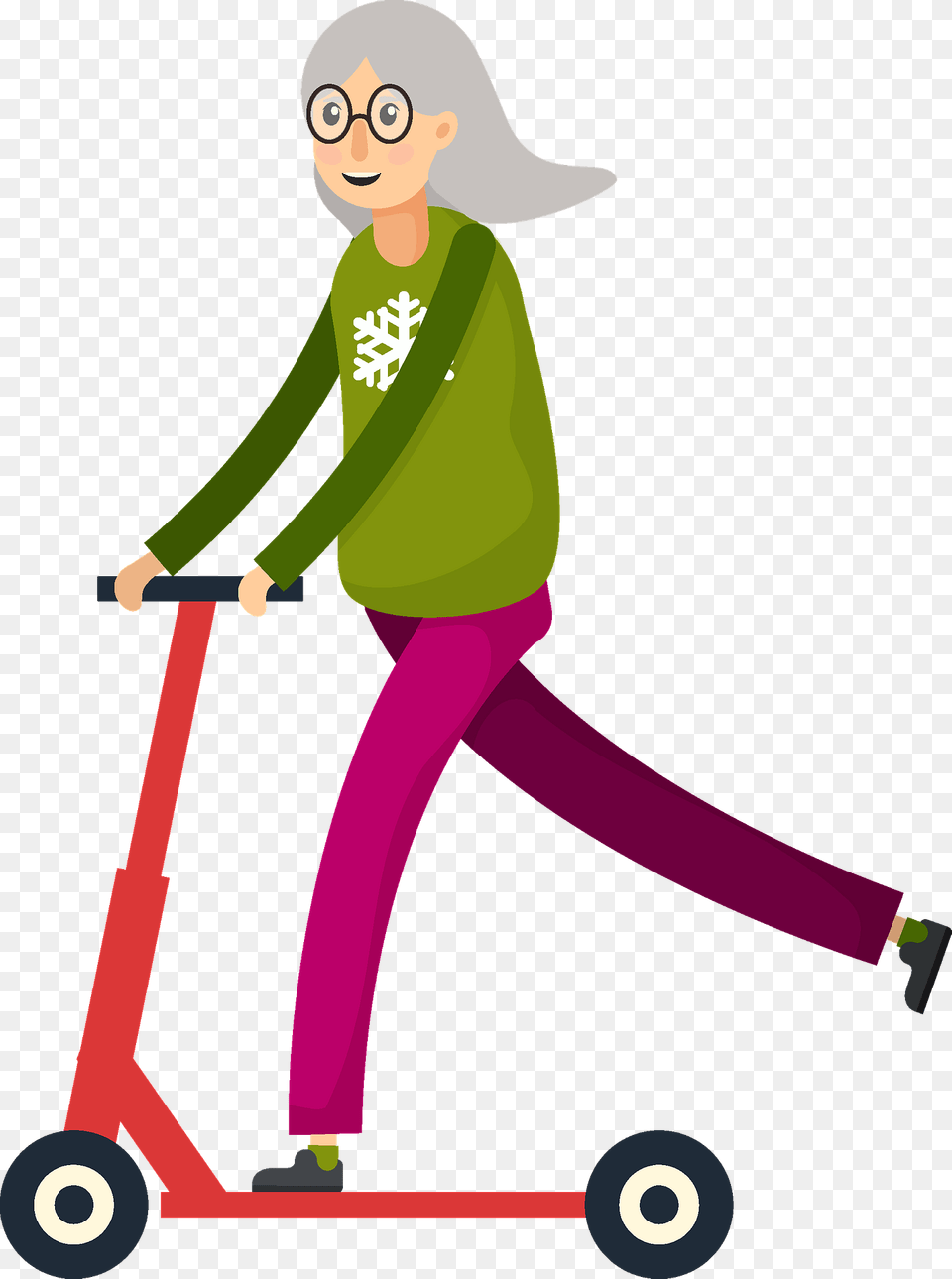 Elderly Woman On Scooter Clipart, Transportation, Vehicle, Person, Face Free Transparent Png