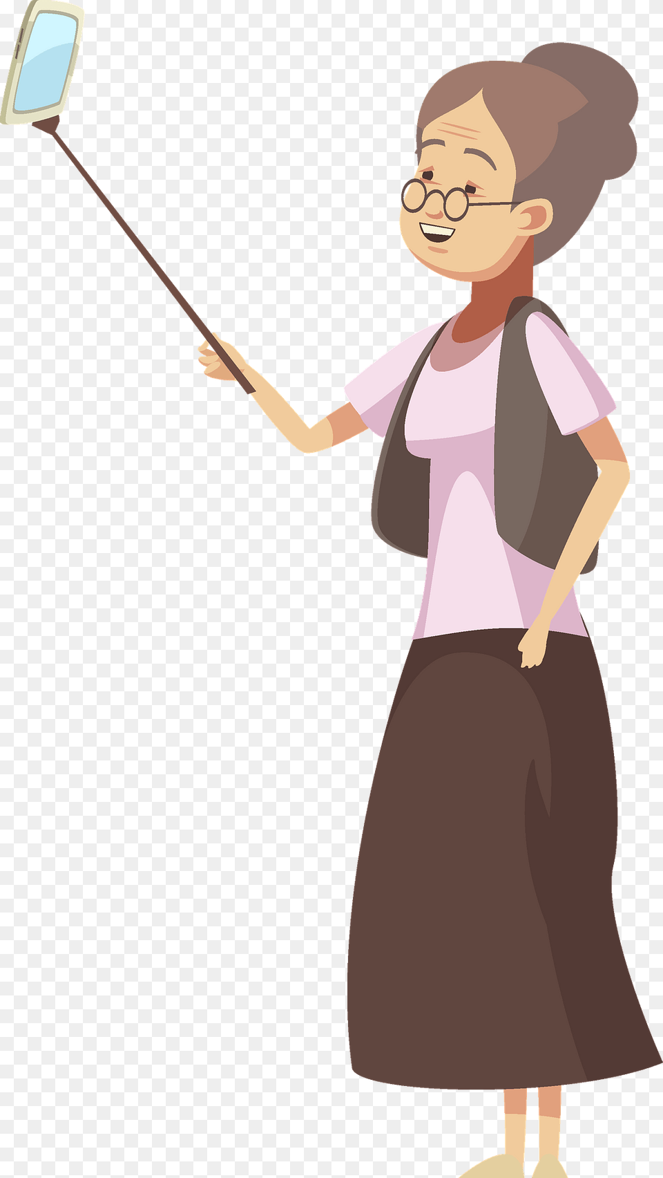 Elderly Woman Takes A Selfie Clipart, Adult, Cleaning, Female, Person Free Transparent Png