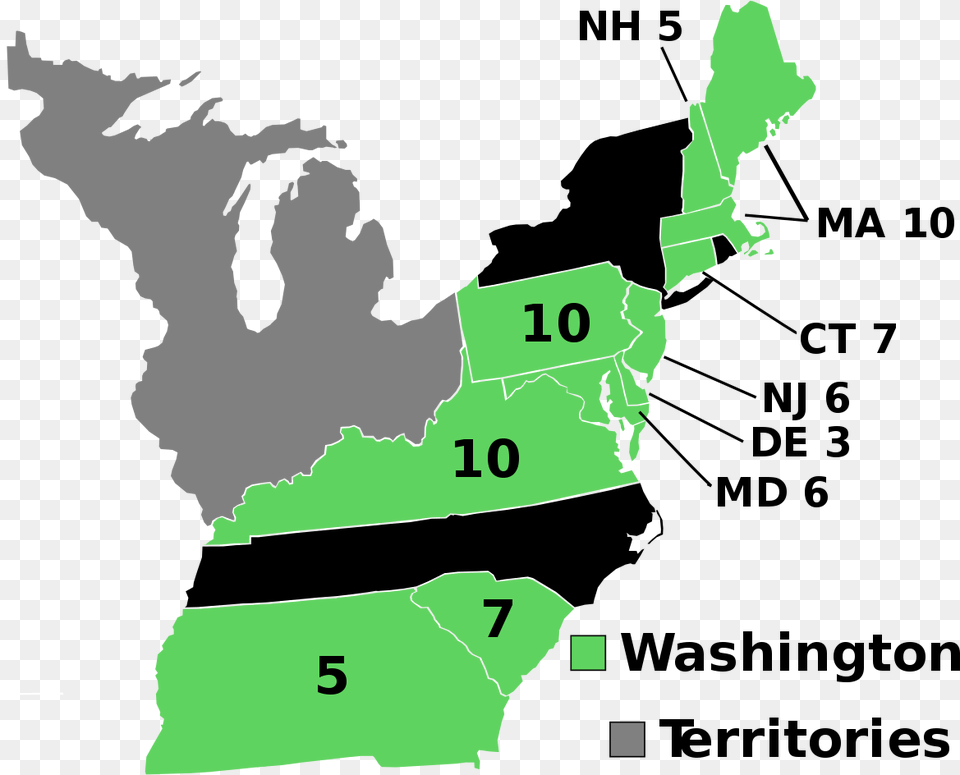 Elecciones Presidenciales De Estados Unidos De 1788 1789 George Washington Election Map, Plot, Chart, Atlas, Diagram Free Png Download