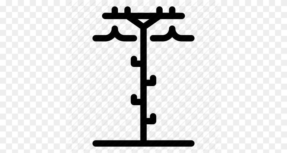 Electric Electricity Energy Lines Power Structure Wire Icon, Utility Pole, Furniture Png Image