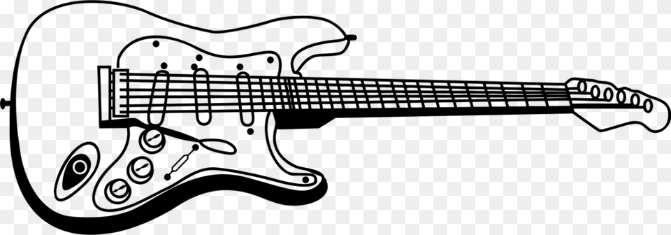 Electric Guitar Clipart Black And White Download Bass Guitar Clipart Black And White, Gray Free Transparent Png