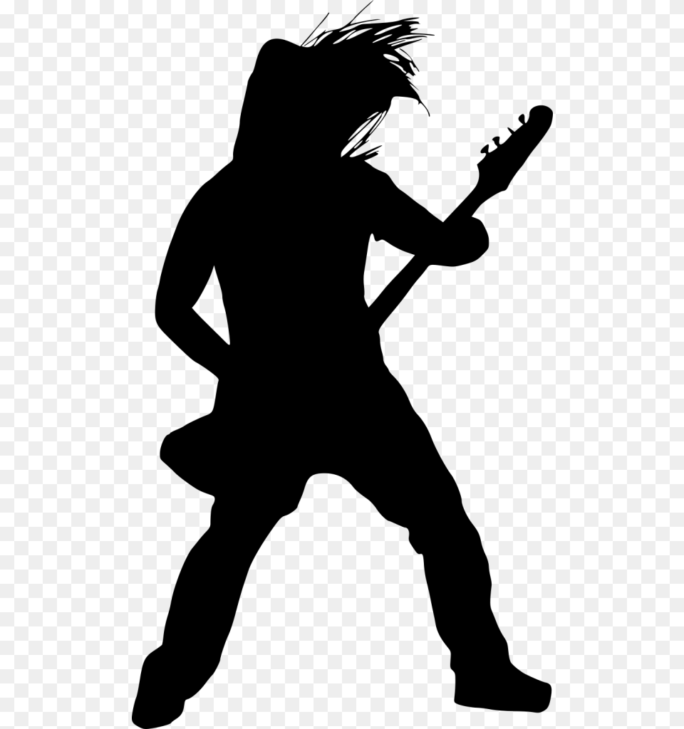 Electric Guitar Player Silhouette Playing Electric Guitar, Gray Png