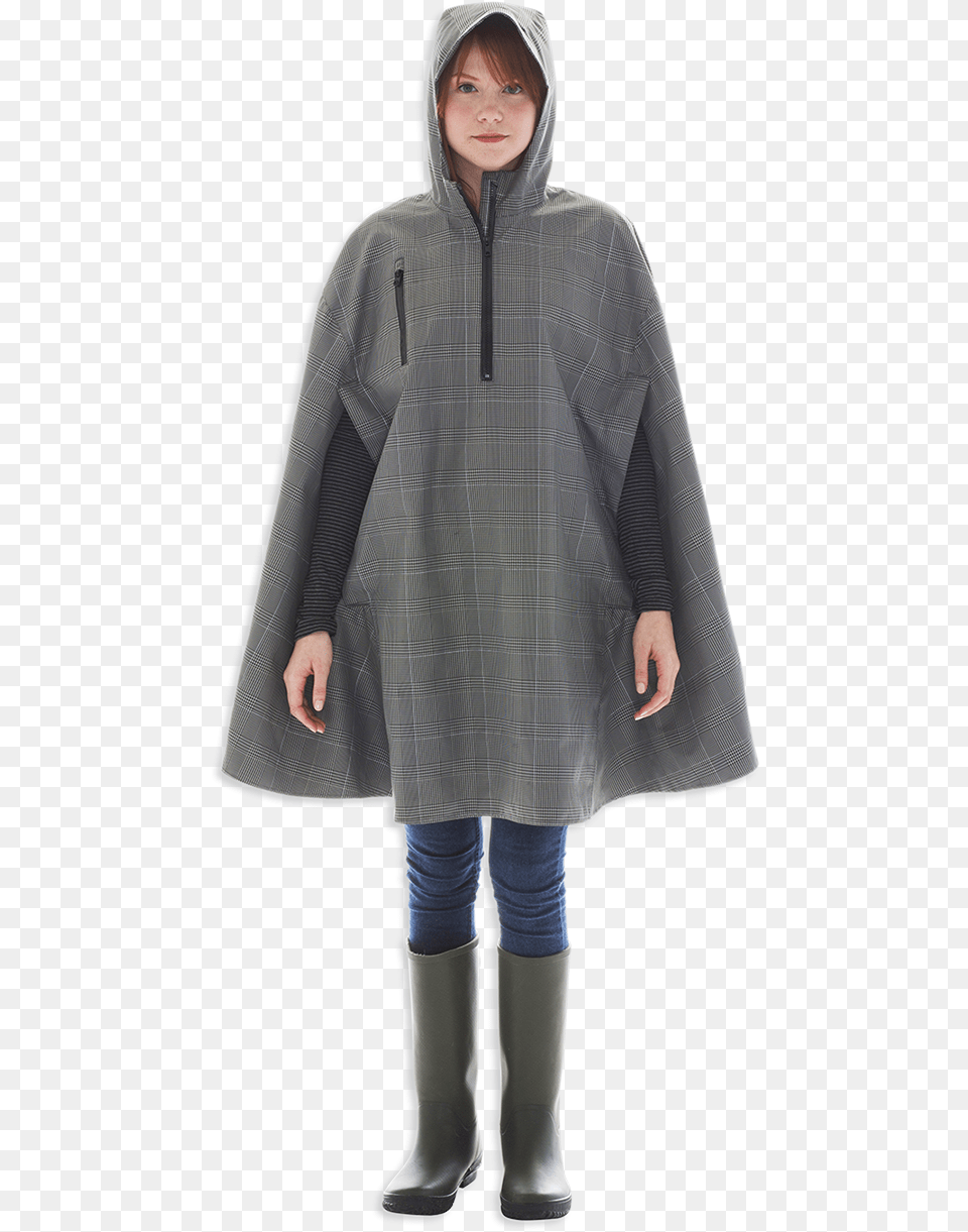 Electric Houndstooth High Performance Rain Cape By Cleverhood Cape, Clothing, Coat, Fashion, Adult Free Png