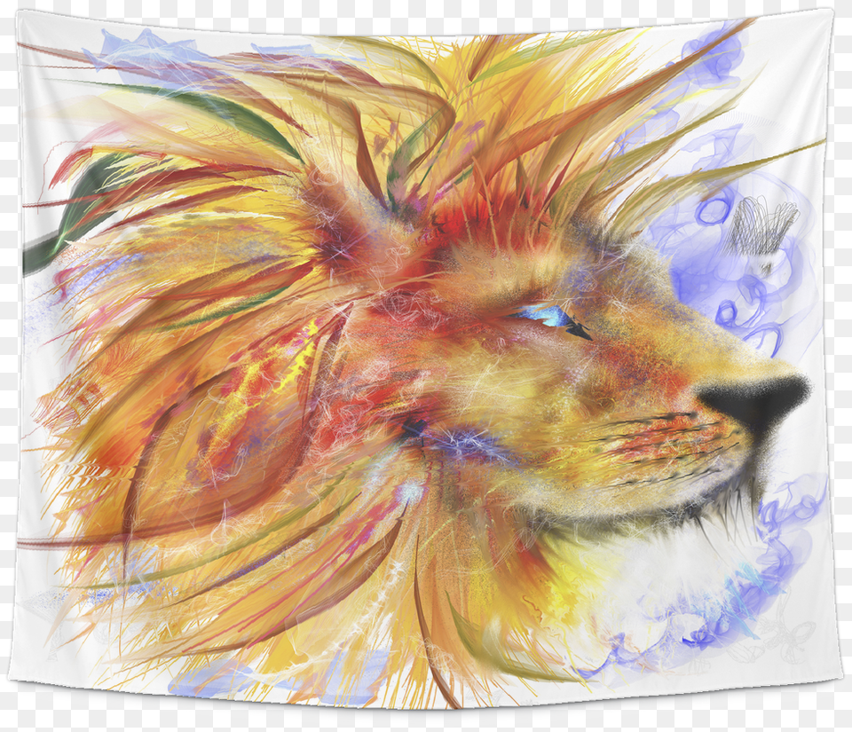 Electric Lion Tapestry, Art, Painting, Modern Art, Canvas Free Png Download