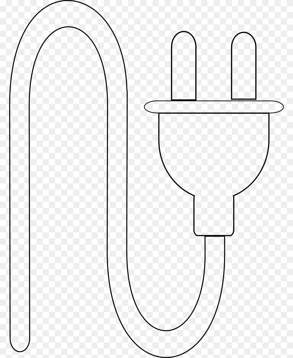 Electric Plug Line Art, Gray Png Image