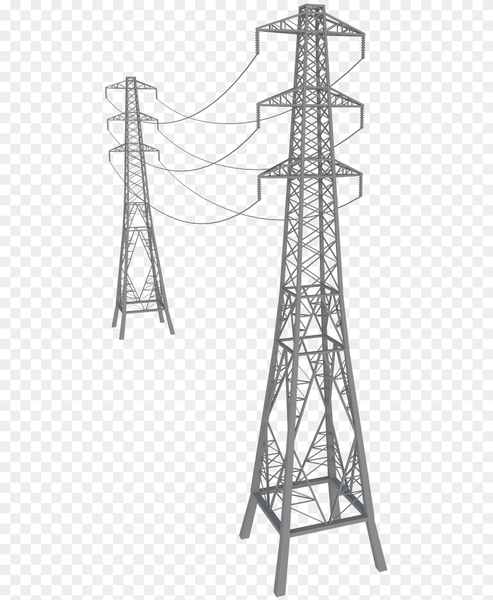 Electric Power Transmission High Electricity Overhead Transmission Tower 3d Model, Cable, Electric Transmission Tower, Power Lines Free Transparent Png