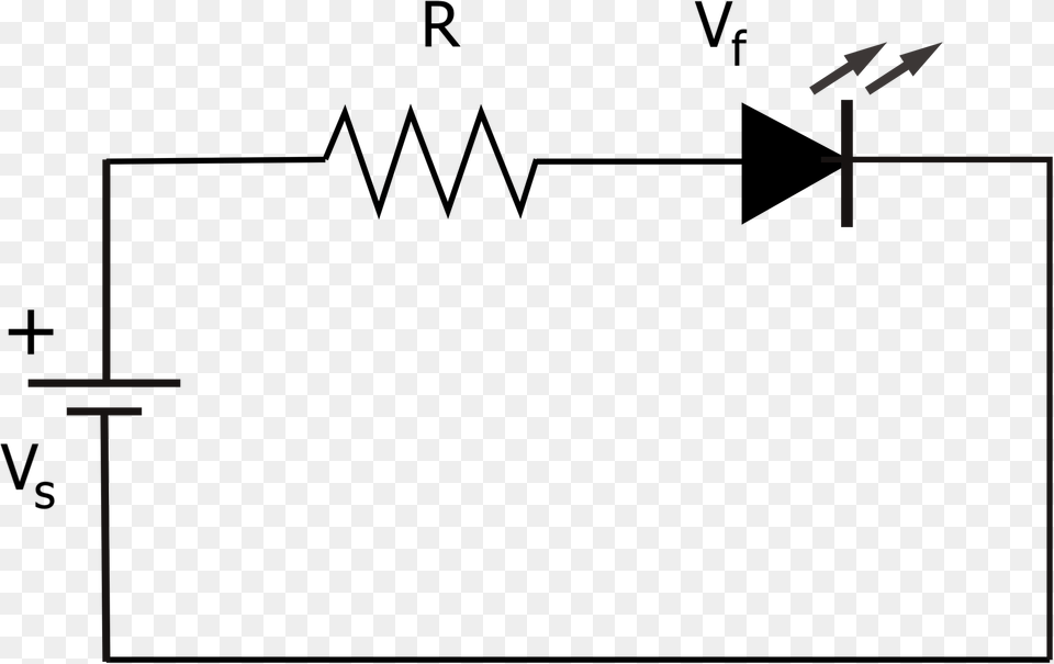 Electrical Circuit Diagram Showing An Led And Resistor Led Resistor Circuit, Cross, Symbol, Utility Pole, Weapon Png