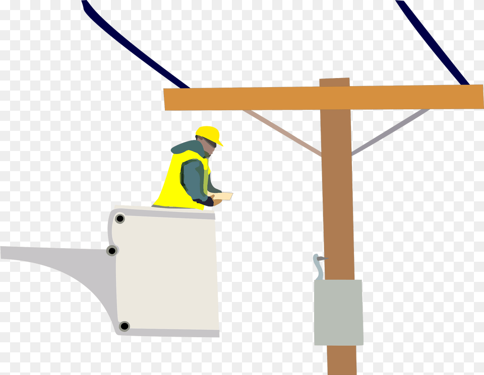 Electrician Clipart, Person, Utility Pole, Worker, Clothing Free Png