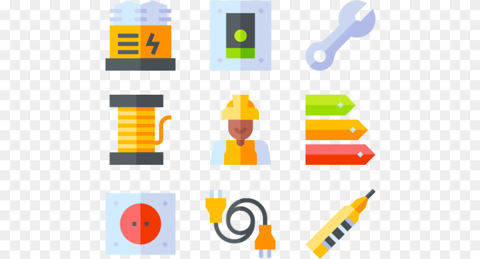 Electrician Tools And Elements Electricity Tools Vector, Person, Clothing, Hardhat, Helmet Free Png