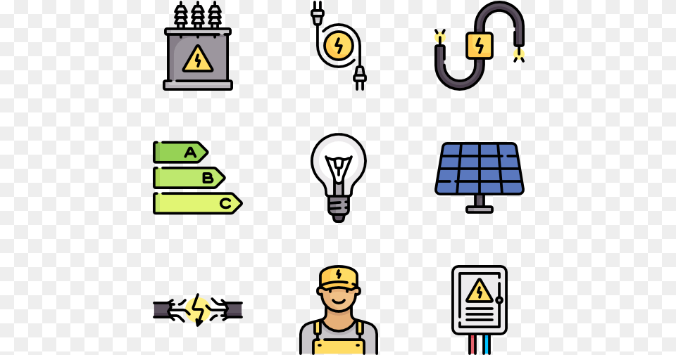 Electrician Tools And Elements Graphic Design, Light, Adult, Male, Man Png