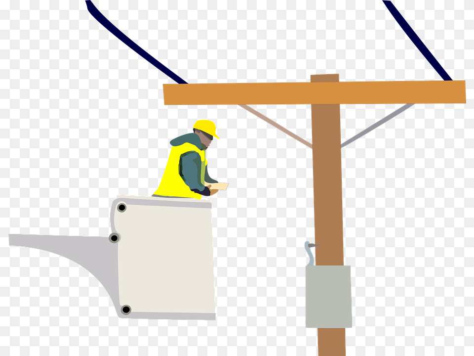 Electricista Lneas De Energa Trabajador Comercio Power Line Electrician, Person, Utility Pole, Worker, Clothing Free Png Download