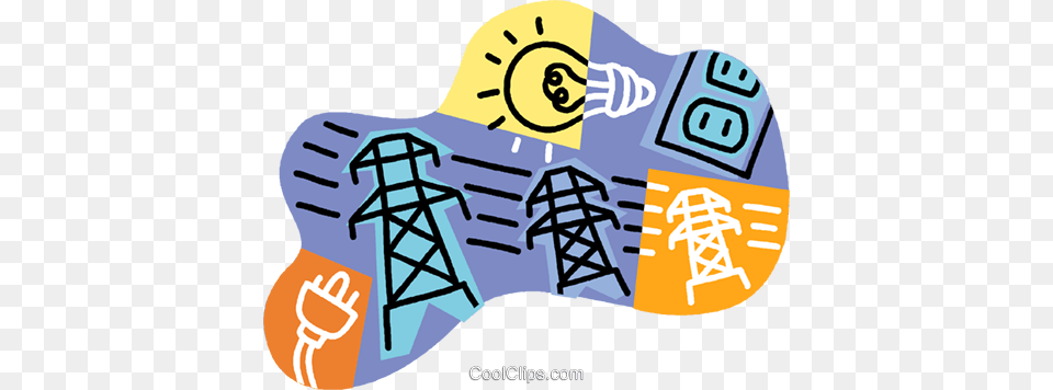 Electricity Clipart Vector, Cable, Power Lines, Electric Transmission Tower Free Png Download