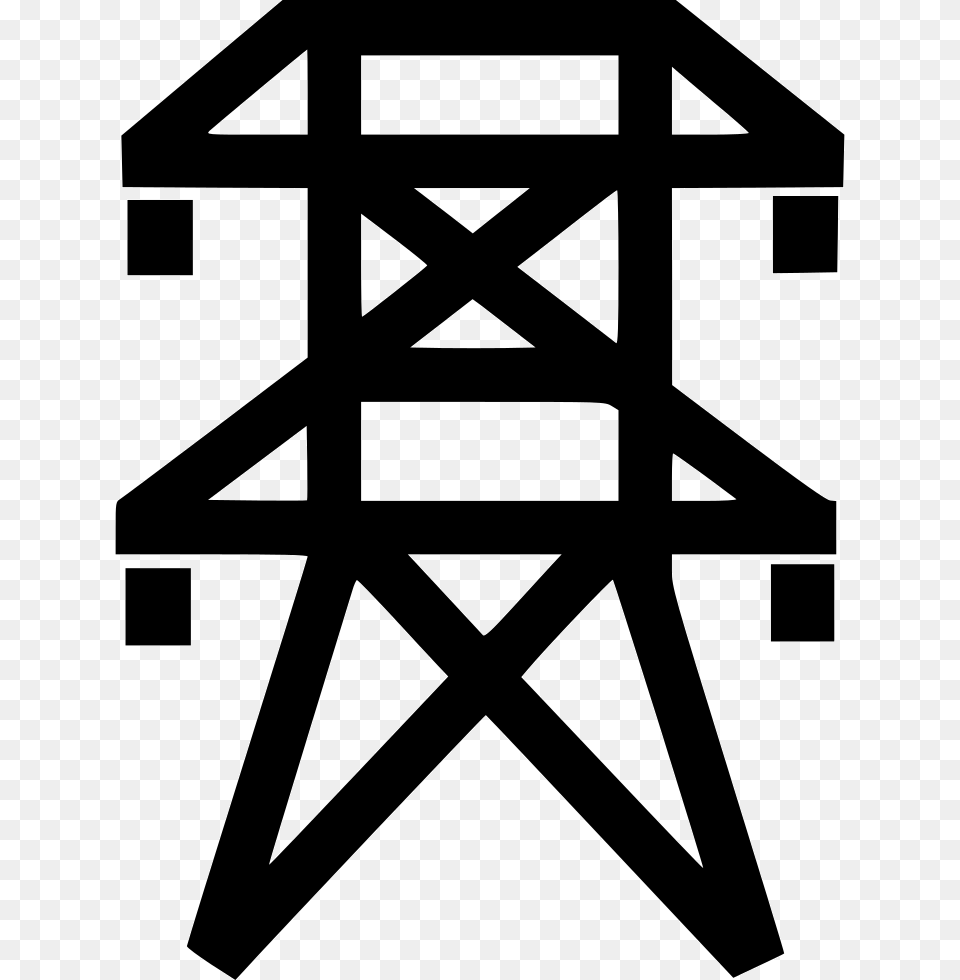 Electricity Supply Network Power And Utilities Icon, Cable, Power Lines, Electric Transmission Tower, Cross Free Png Download