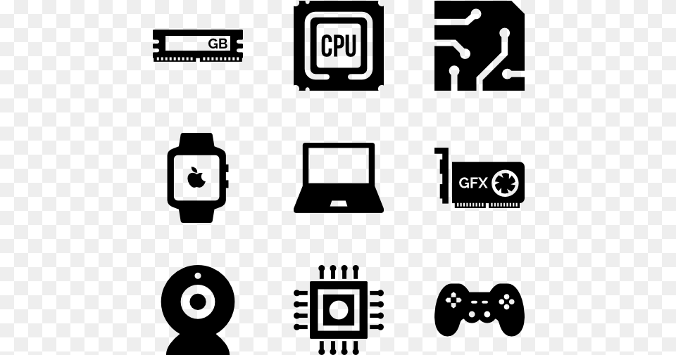 Electronic Devices Fill Microchip Icon, Gray Free Png