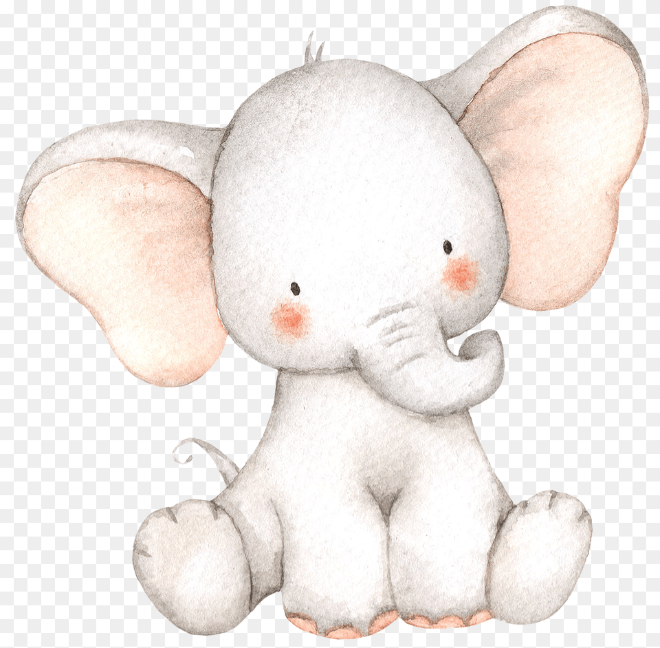 Elefante Watercolor Cute Elephant Stuffed Toy, Plush Free Transparent Png