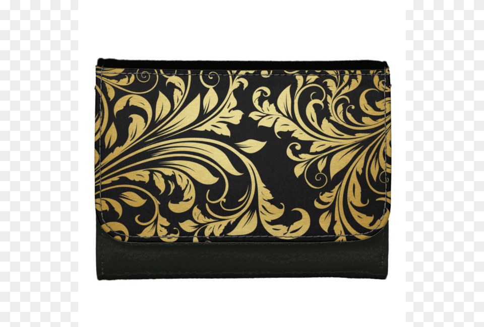 Elegant Black And Gold Floral Damask Wallet For Women Earp Modelleri Siyah Beyaz, Accessories, Art, Floral Design, Graphics Free Transparent Png
