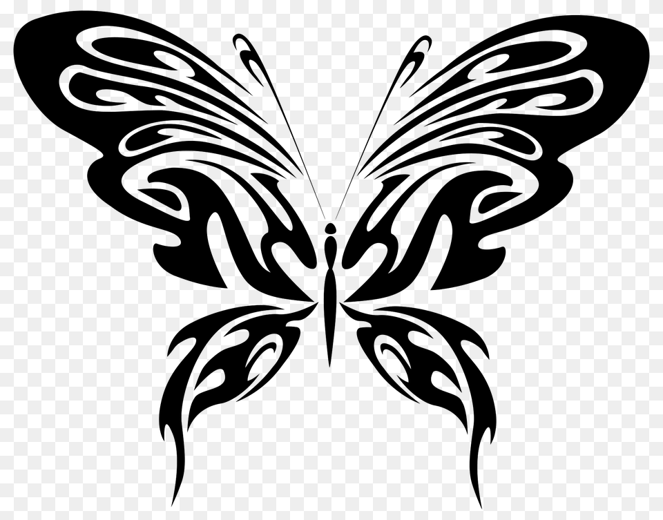 Elegant Butterfly Tattoo, Art, Graphics, Floral Design, Green Png Image