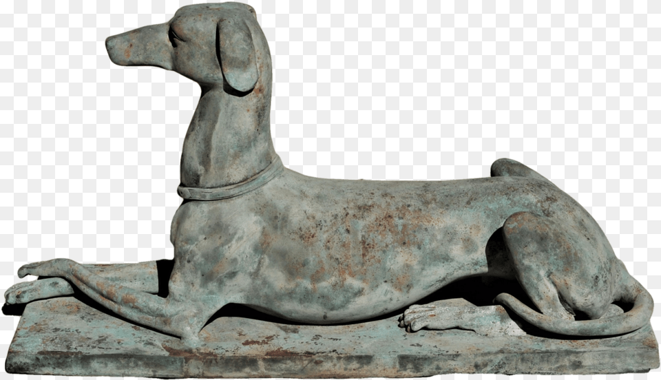 Elegant Cast And Patinated Garden Hound Or Whippet Statue, Archaeology, Bronze, Art, Figurine Free Png