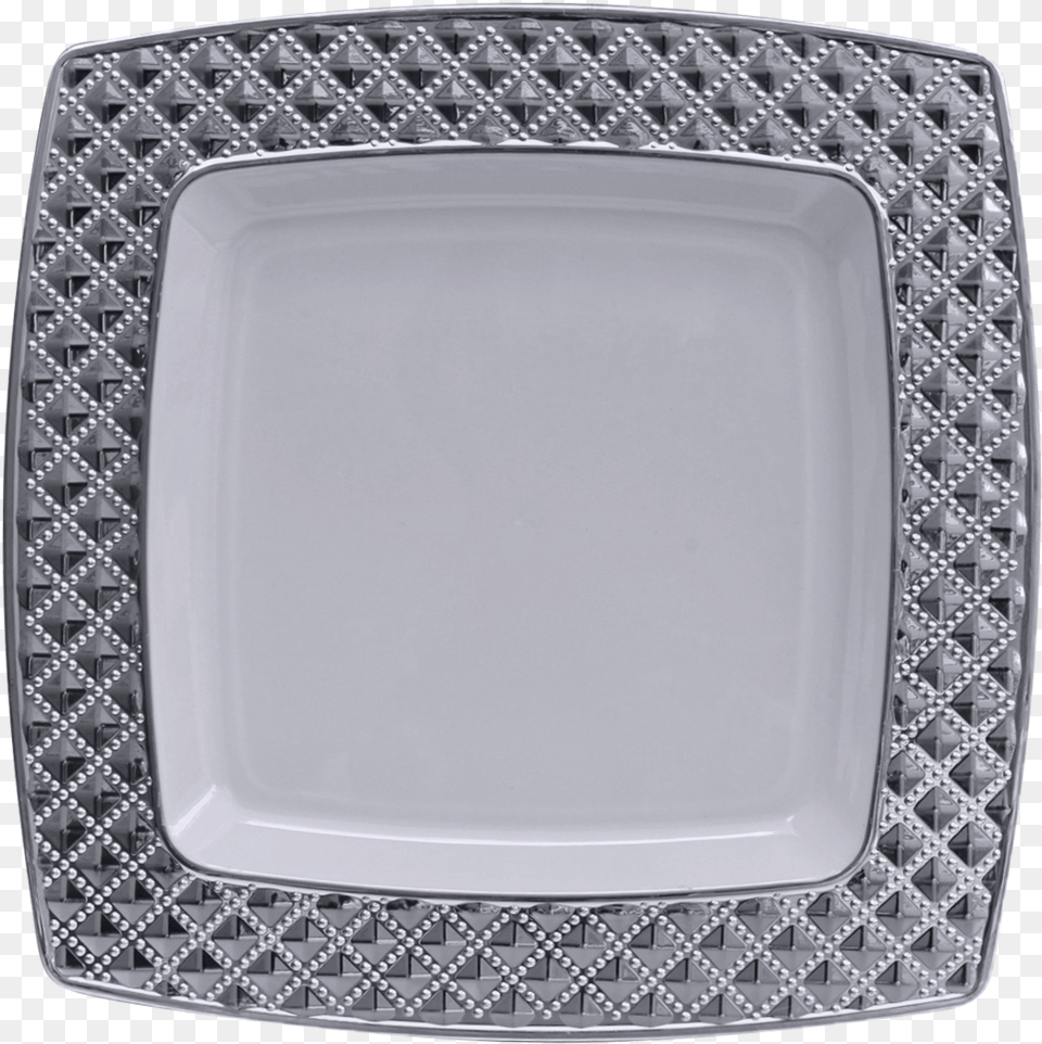 Elegant Diamond Clear And Silver Plastic Soup Bowls White And Silver Square Plate Set, Art, Dish, Food, Meal Free Transparent Png