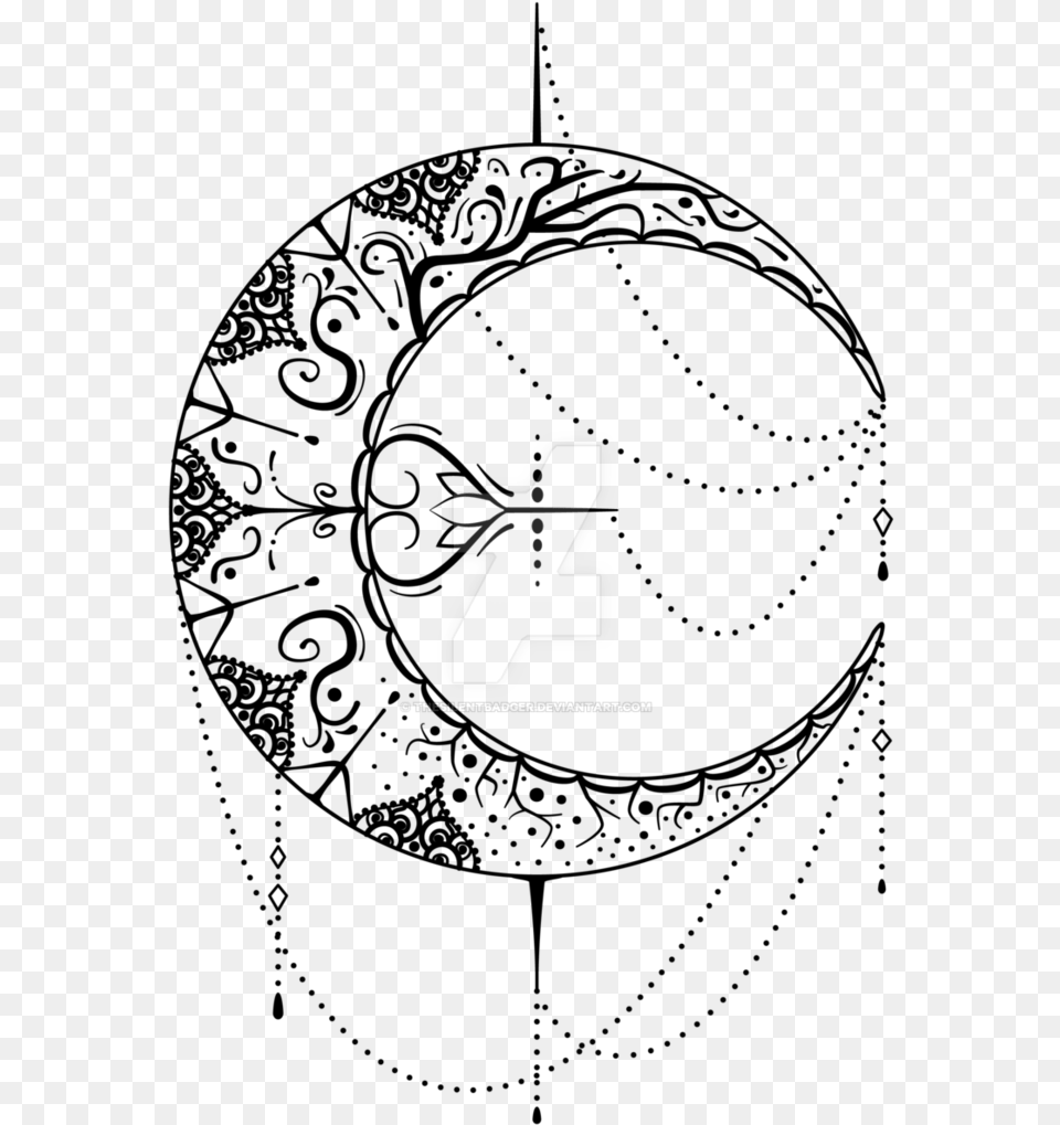Elegant Drawing Moon Moon Mandala Transparent Background, Logo, Text, Symbol Png Image