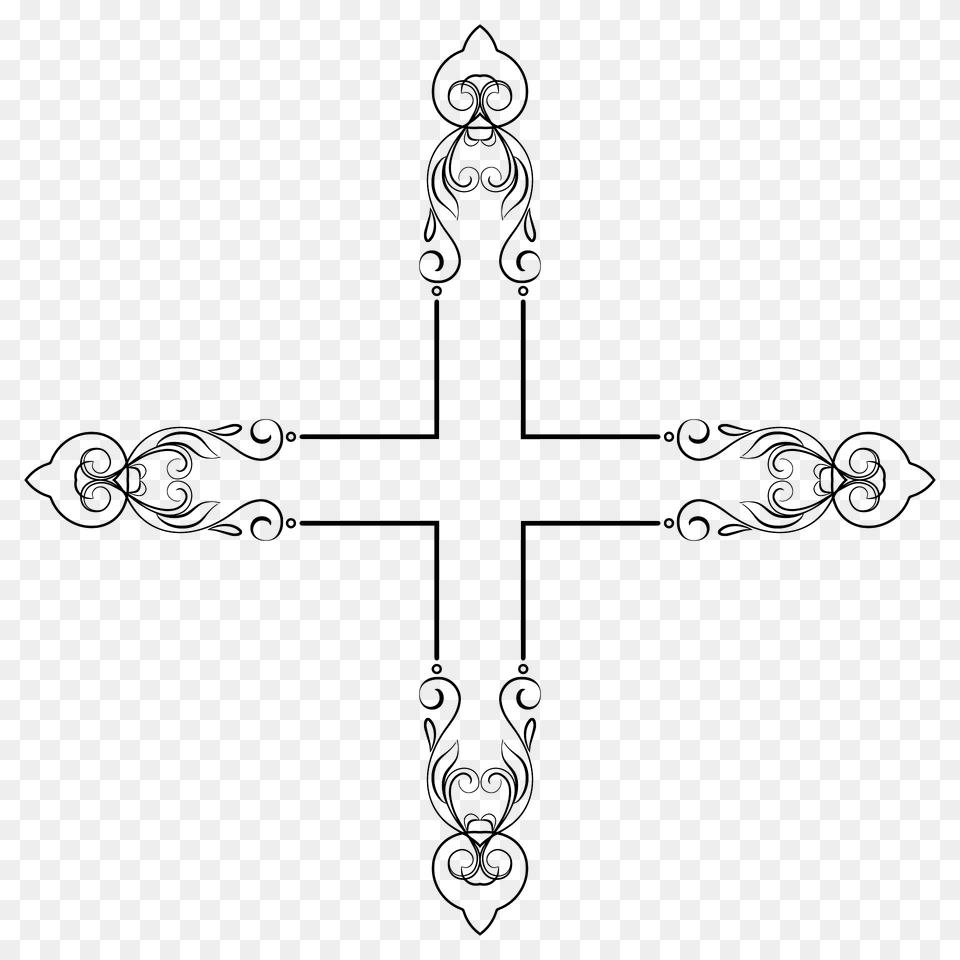 Elegant Flourish Frame Cross Clipart, Symbol Free Transparent Png