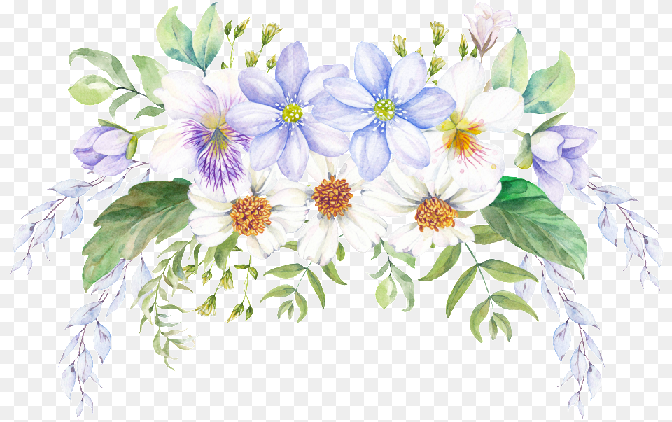 Elegante Y Elegante Adorno De Flores Y Hierba Passion Flower, Anemone, Pattern, Graphics, Flower Bouquet Free Png Download