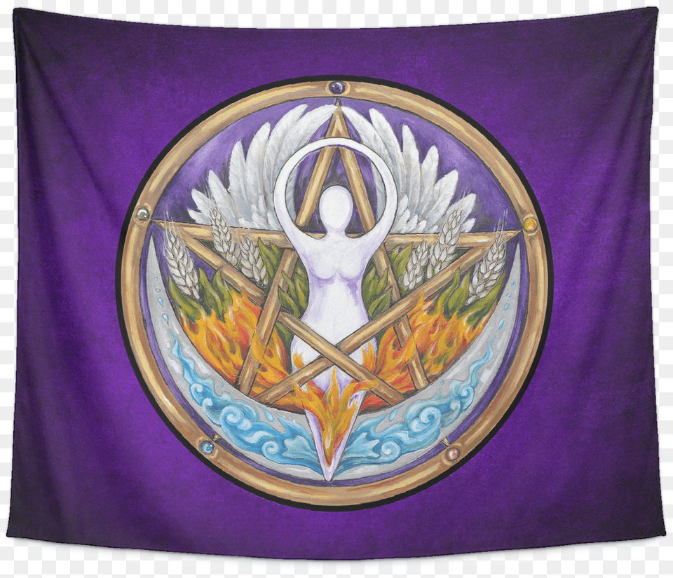 Elemental Goddess Pentacle Tapestry Wall Hanging Elemental Dragons Pentacle, Emblem, Symbol, Animal, Bird Free Png