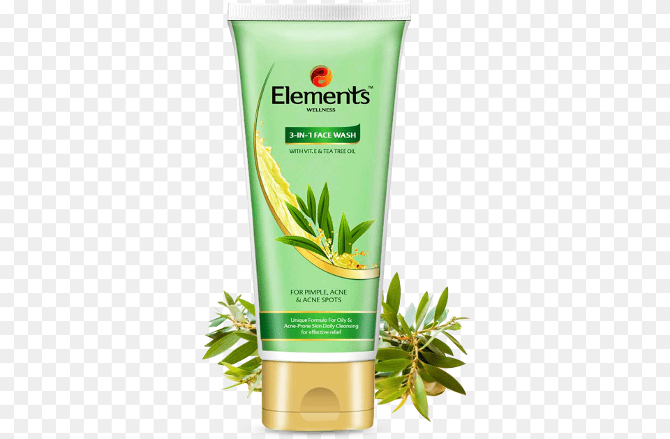 Elements 3 In 1 Face Wash Anti Acne X Tube Elements 3 In 1 Face Wash, Bottle, Herbal, Herbs, Plant Free Transparent Png