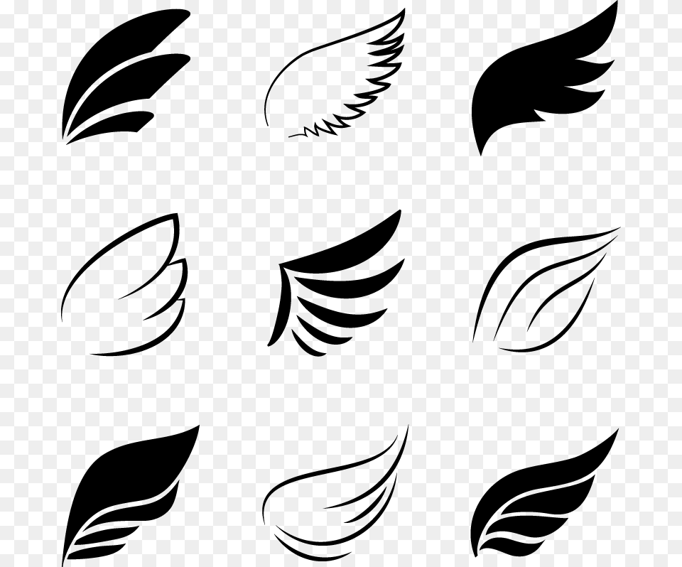 Elements Flight Angel Bird Black Logo Wing Clipart Cute Wings Vector, Gray Free Png