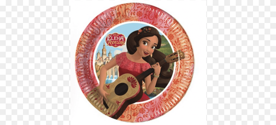 Elena Avalor Mostrar Artigo De Festa Elena De Avalor, Guitar, Musical Instrument, Plate, Adult Free Png